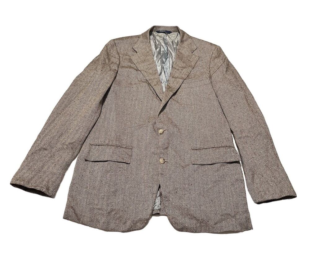 Polo Ralph Lauren Brown Herringbone Tweed Single Breasted Blazer Jacket NO SIZE